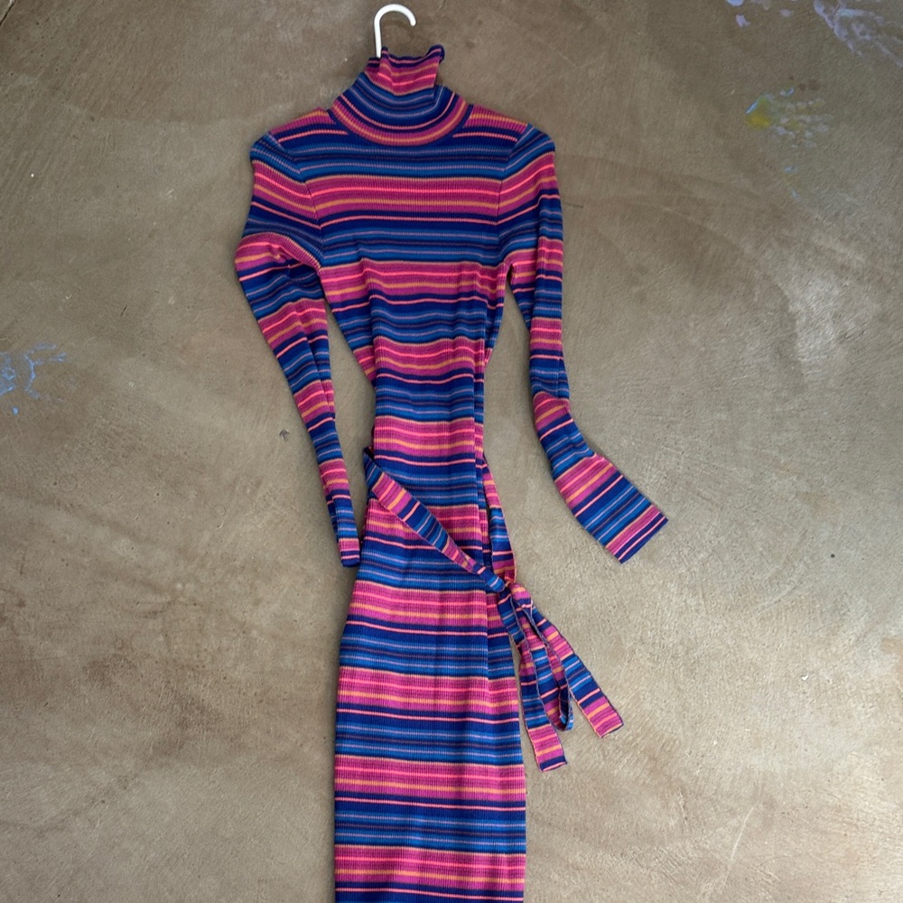 Flying Tomato Striped Midi Dress - Red and Blue